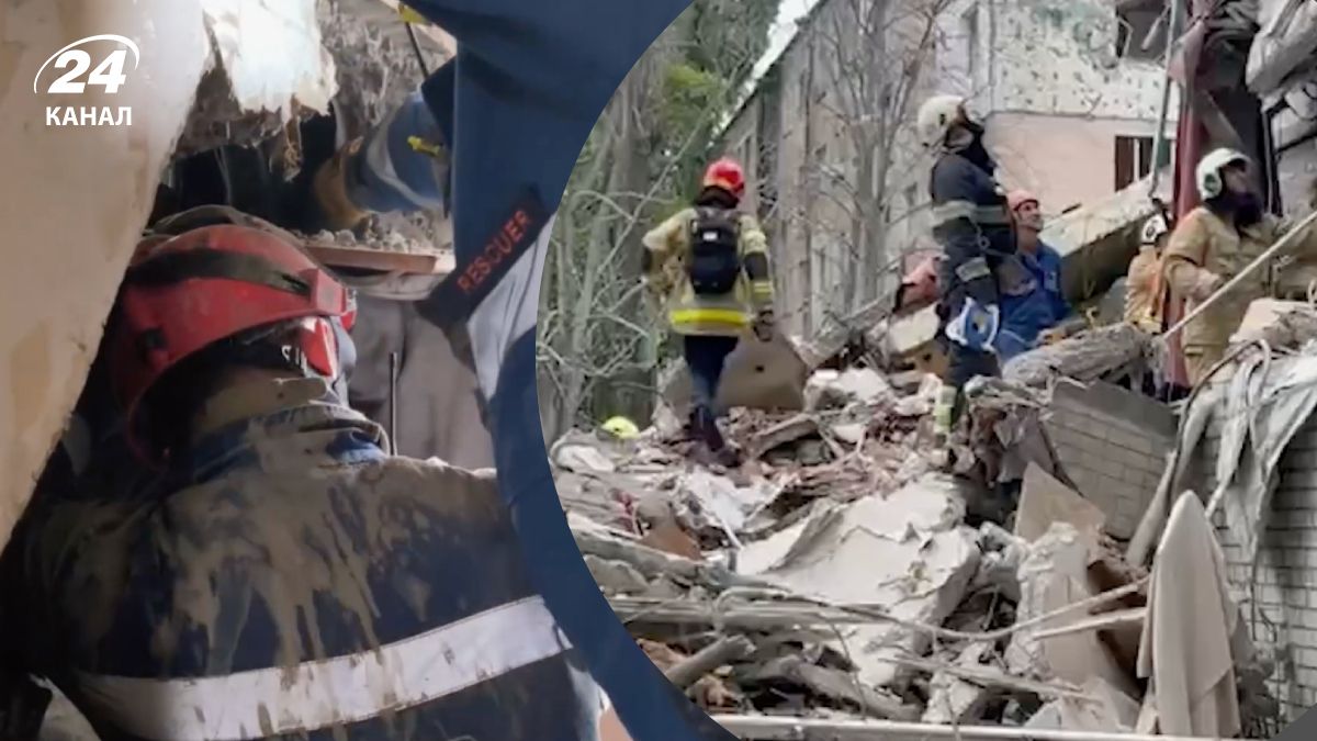 Мужчину зажало на 1 этаже разрушенного дома в Киеве