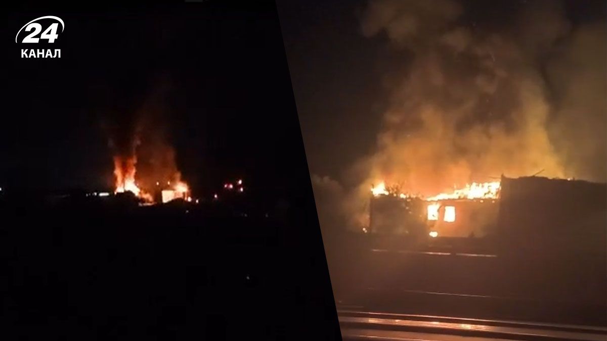 После взрывов в Суровикино начался пожар