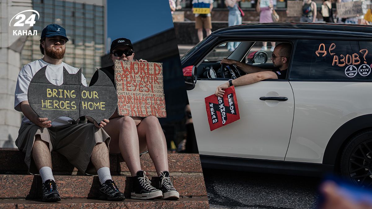 В Киеве состоялась акция за освобождение из плена защитников "Азовстали" В Киеве состоялась акция за освобождение из плена защитников "Азовстали"