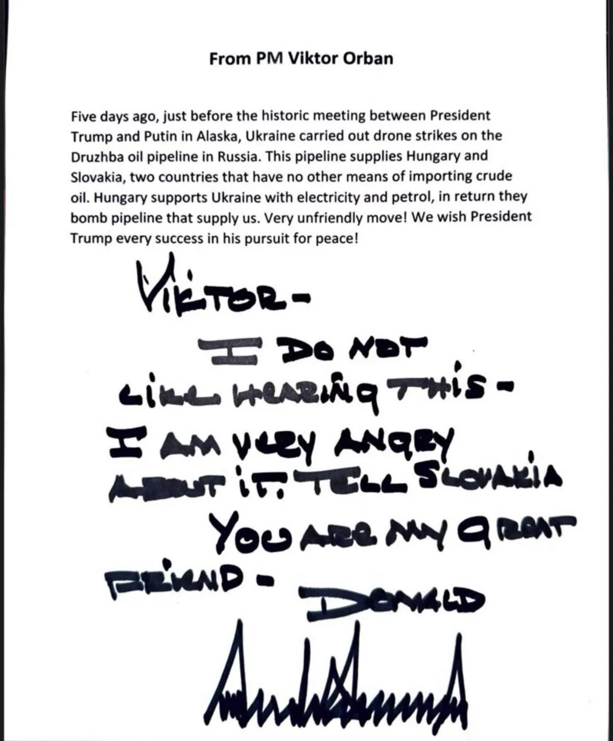 Трамп ответил на письмо Орбана / Magyar Nemzet