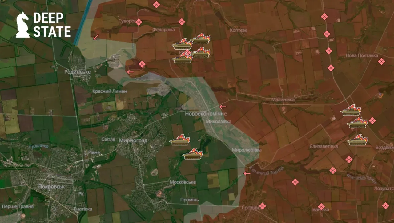 Карта боевых действий возле Мирнограда Карта боевых действий возле Мирнограда