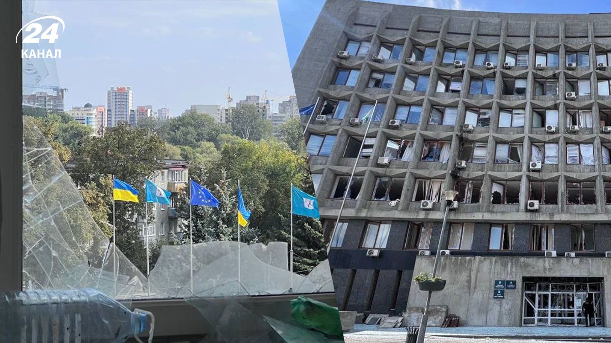 В результате удара дрона пострадало здание ОВА В результате удара дрона пострадало здание ОВА