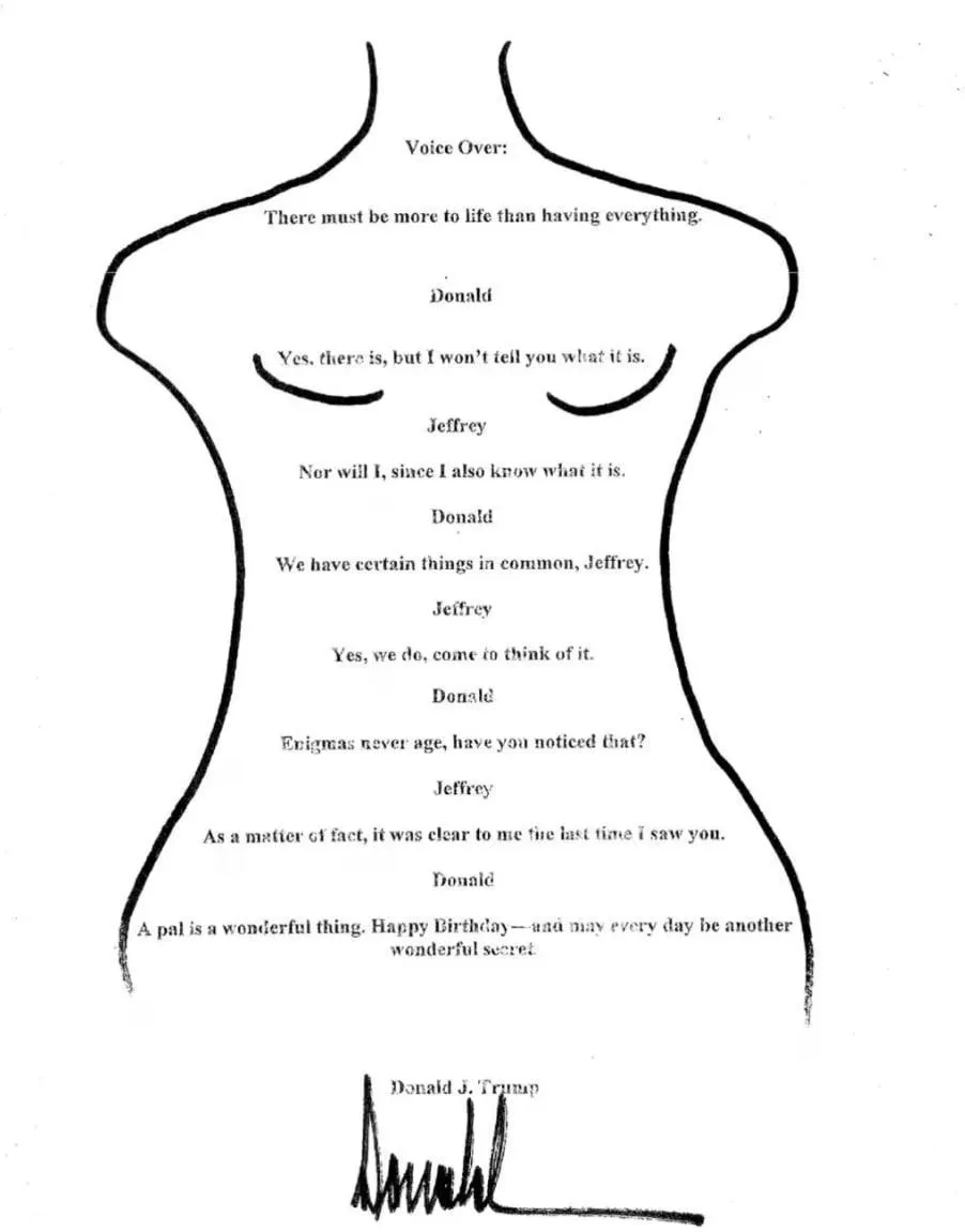 Лист Епштейну з підписом Дональда Трампа