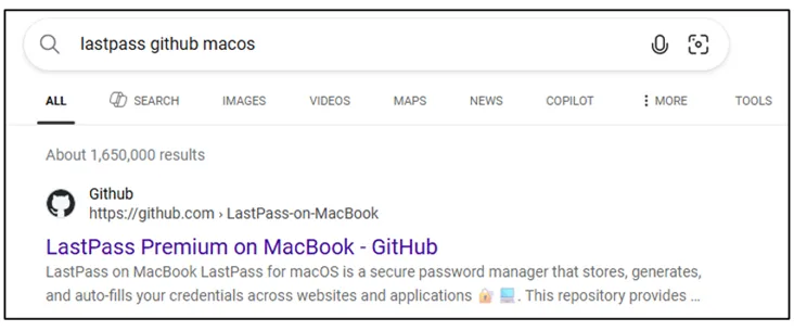 Цей результат пошуку насправді є підробленою сторінкою, яка веде на інший сайт з вірусом