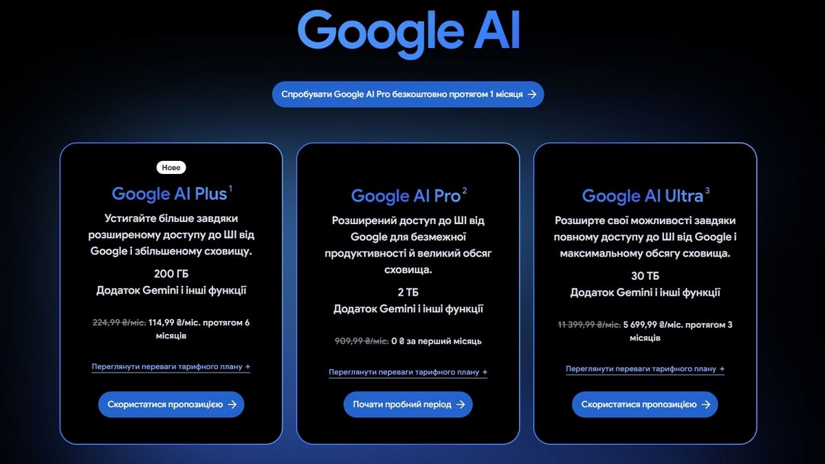 Google AI Plus в Україні - що входить у нову доступну ШІ-підписку