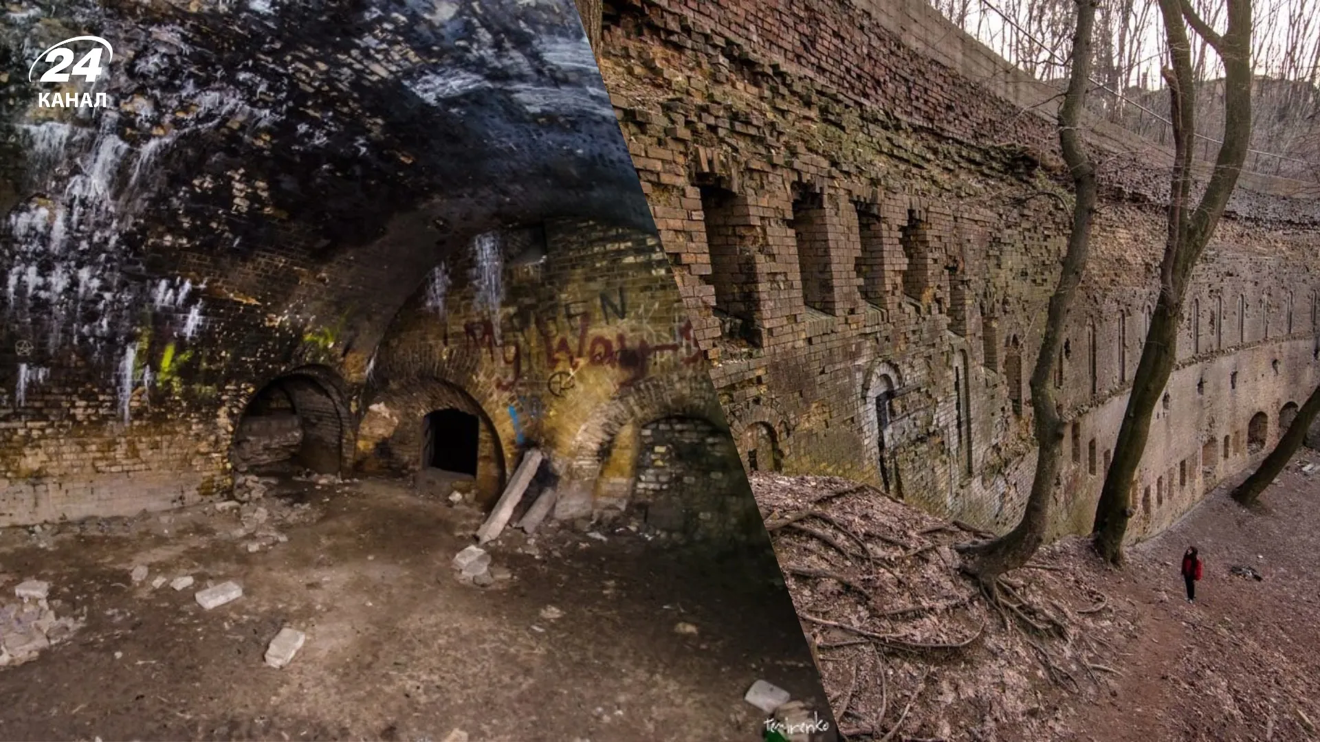 Подземные ходы Зеленого театра / коллаж 24 Канала, фото ВечернийКиев