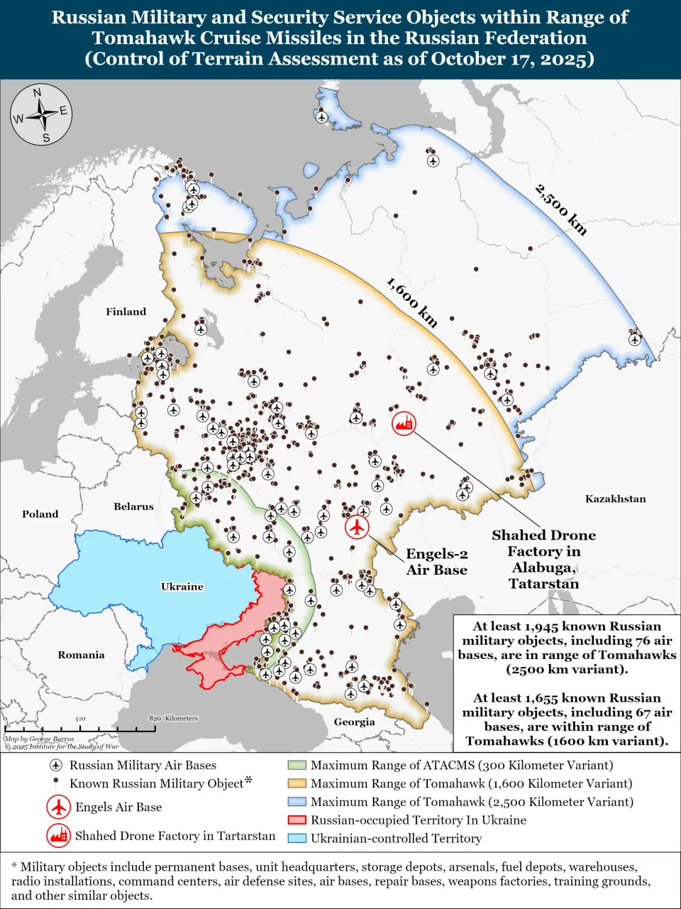 Куда могут долететь Томагавки - карта Куда могут долететь Томагавки - карта