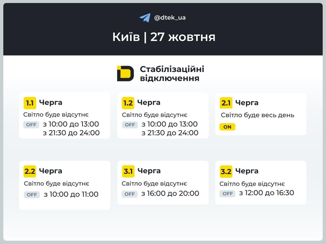 Часы отключения света в Киеве