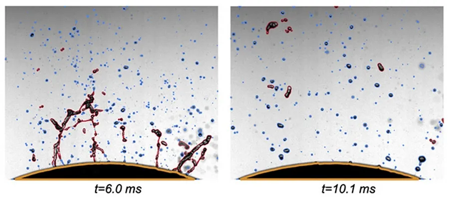 Різниця розпилювання крапель дуже помітна