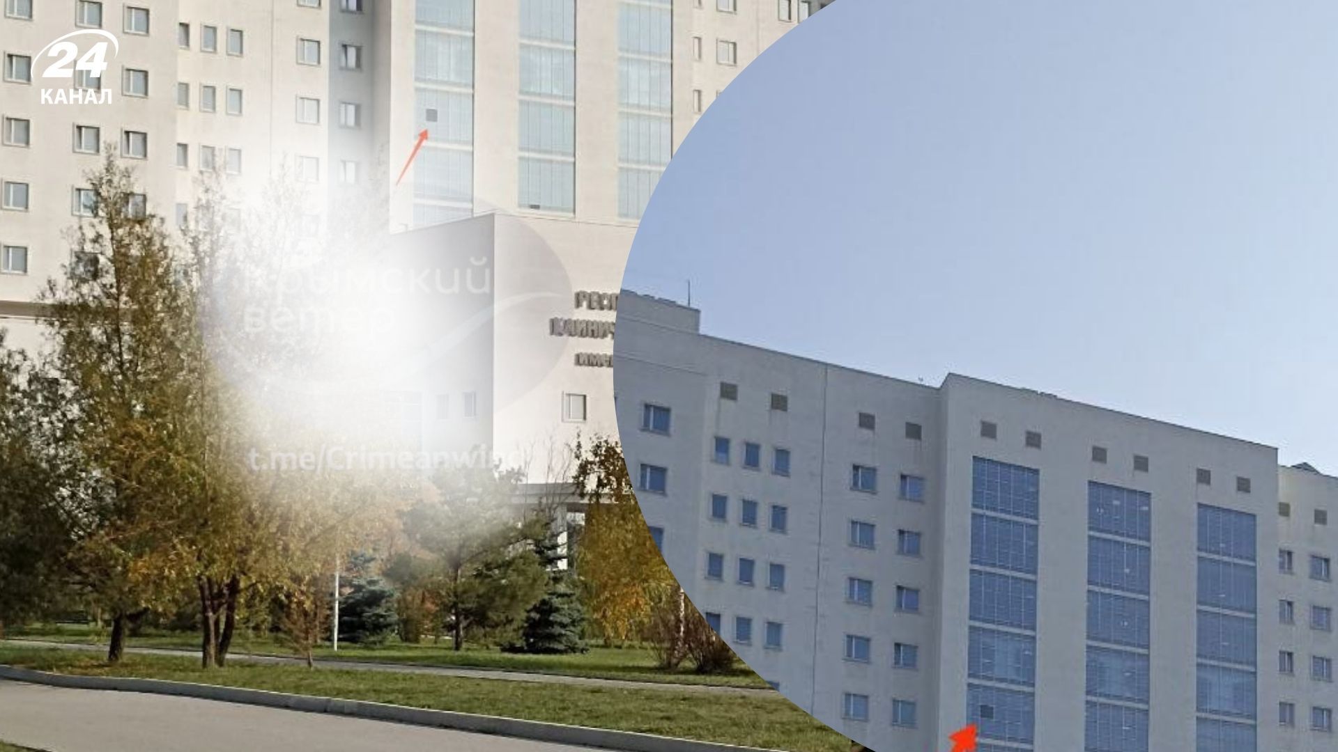 Оккупанты пробили дыру в больнице в Симферополе Оккупанты пробили дыру в больнице в Симферополе