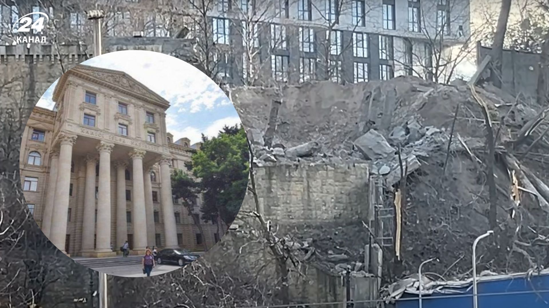 Від уламків "Іскандера" пошкоджене посольство Азербайджану. 