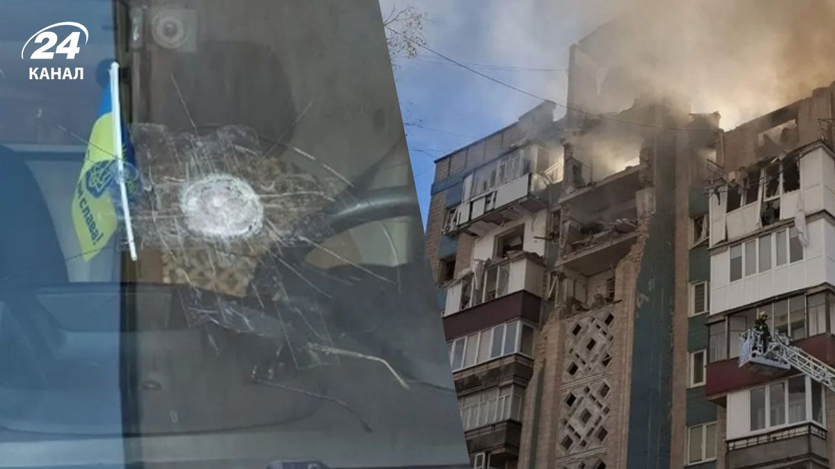 Обломок попал в авто скорой, которая забирала людей из мест прилетов в Тернополе Обломок попал в авто скорой, которая забирала людей из мест прилетов в Тернополе