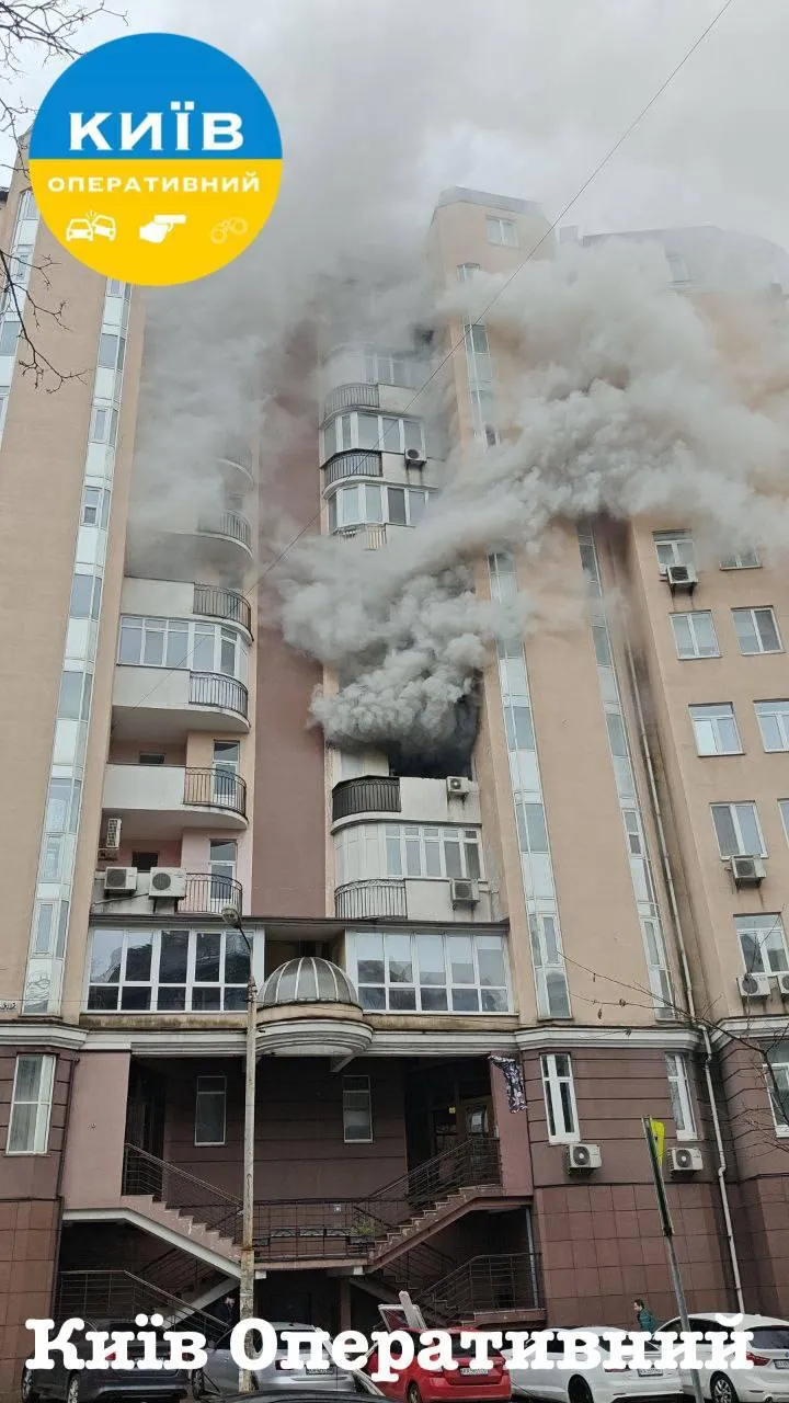 пожар на Кудрявском спуске в Киеве сегодня