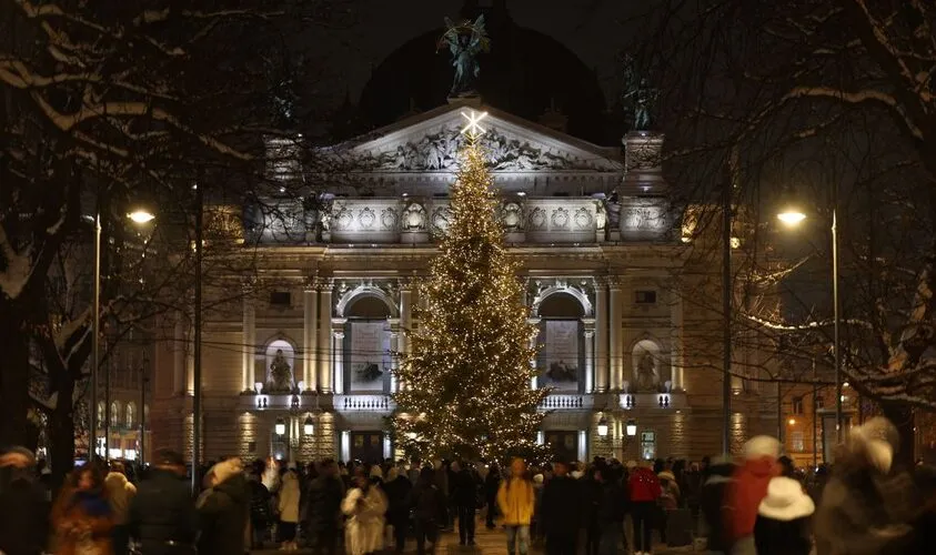 Головна ялинка Львова у 2023 році / фото Львівської міської ради Головна ялинка Львова у 2023 році / фото Львівської міської ради