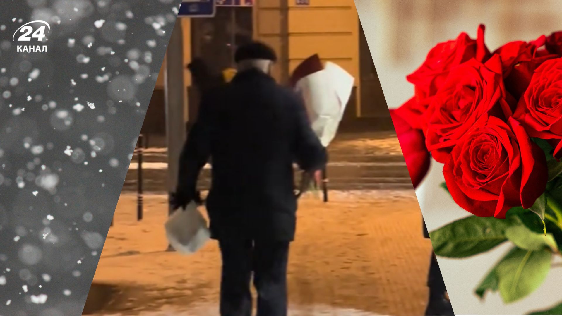 Дідусь у Львові поспішав кудись з букетом троянд Дідусь у Львові поспішав кудись з букетом троянд