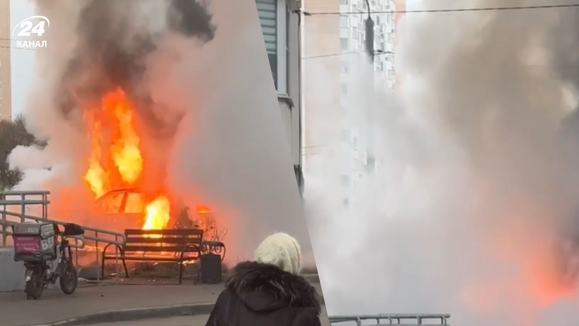 В Новой Москве взорвалось и загорелось авто доктора физико-математических наук