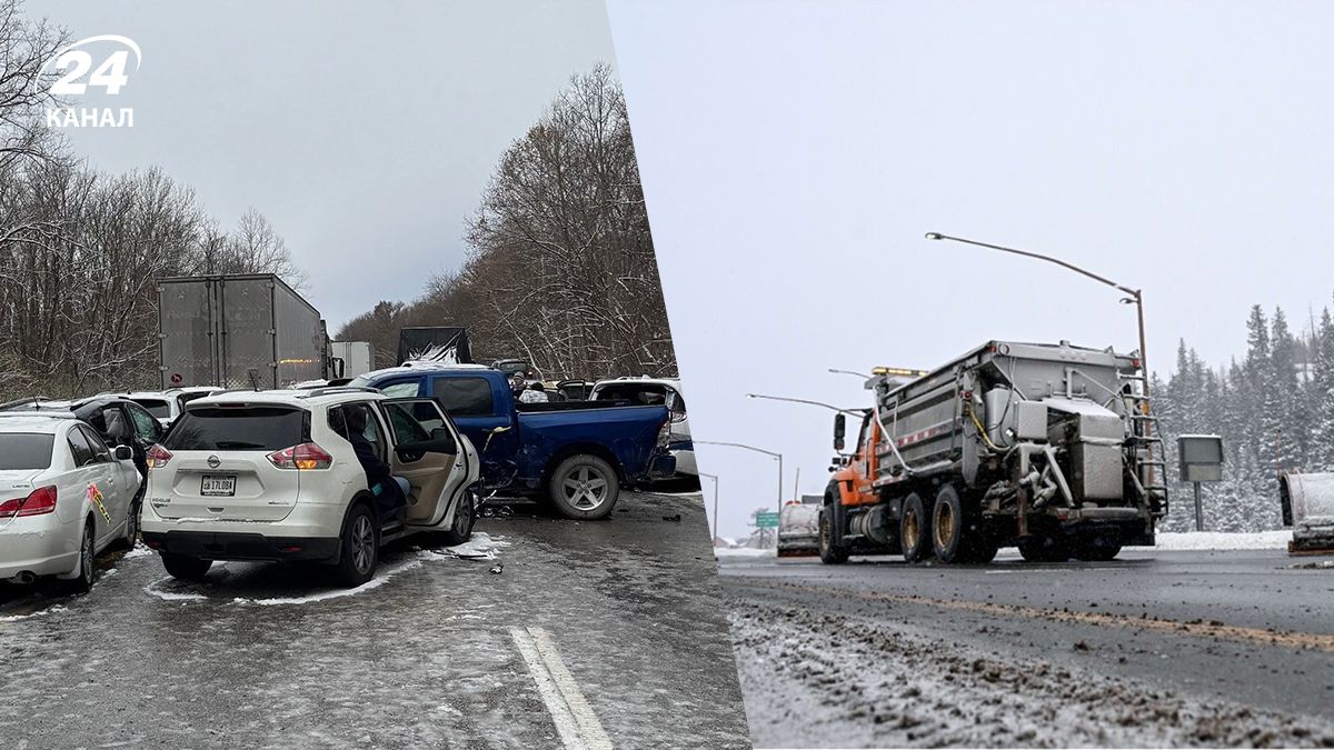 Авария в США - из-за снегопада в ДТП попало сразу 45 авто Авария в США - из-за снегопада в ДТП попало сразу 45 авто