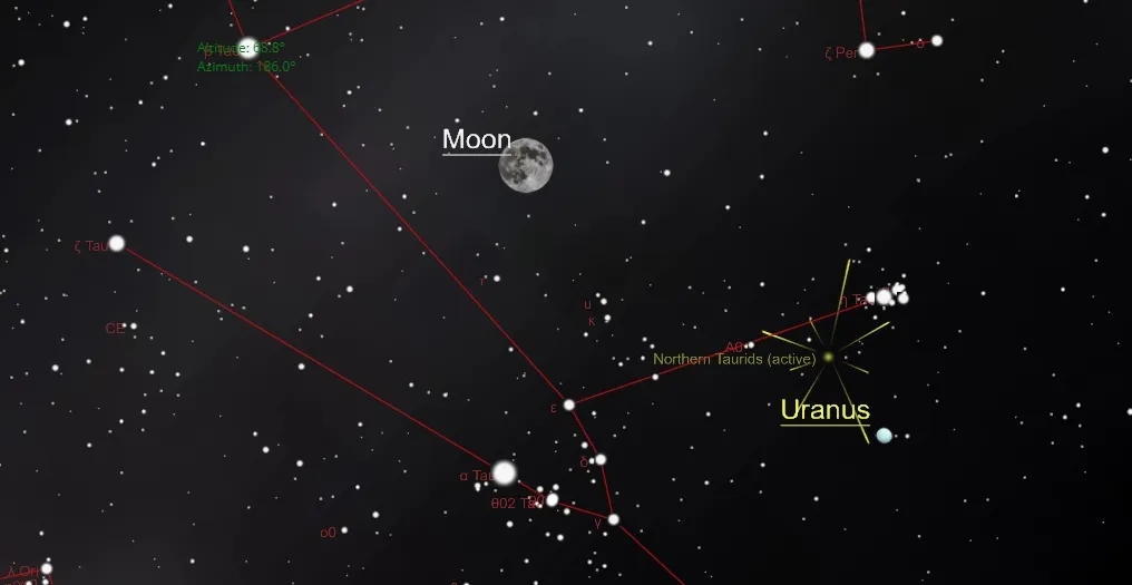 Луна и Плеяды 5 декабря в 01:14