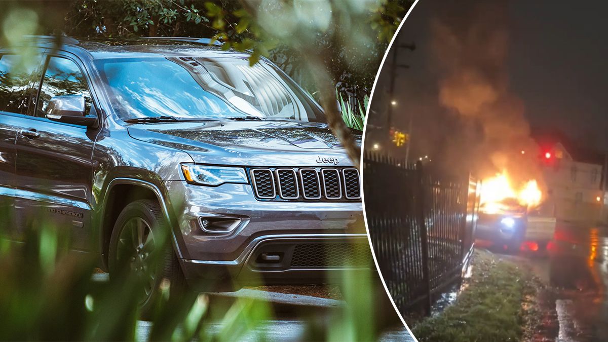 Jeep Grand Cherokee загорелся из-за аккумулятора под сиденьем – женщина едва успела убежать Jeep Grand Cherokee загорелся из-за аккумулятора под сиденьем – женщина едва успела убежать