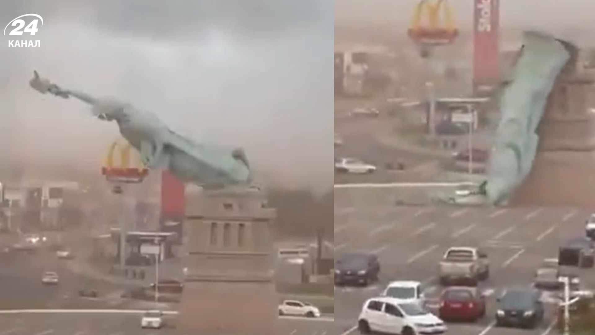 У Бразилії шторм повалив 24-метрову копію статуї Свободи: момент потрапив на відео