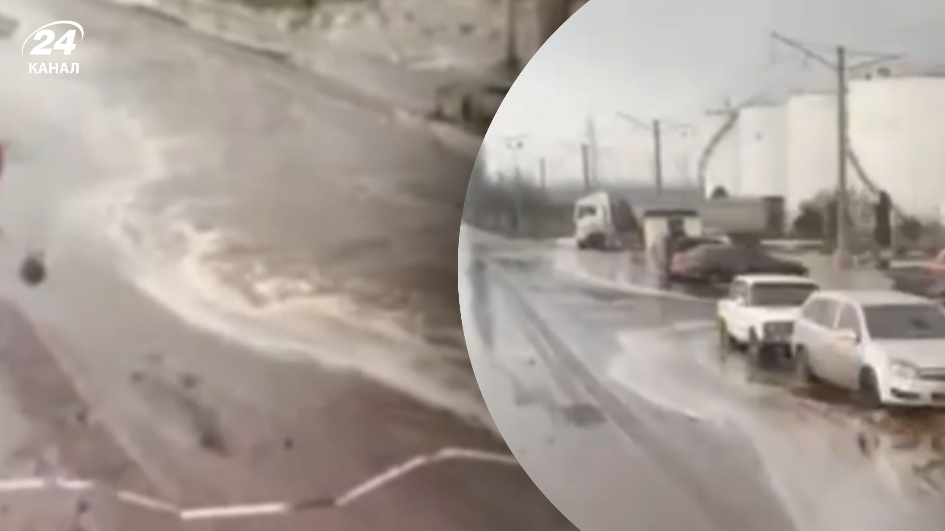 В Одеській області вулиці підтопило олією В Одеській області вулиці підтопило олією