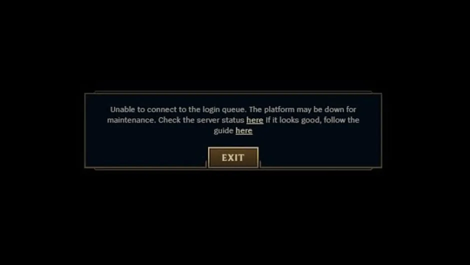 Таке повідомлення бачили користувачі League of Legends під час збою Таке повідомлення бачили користувачі League of Legends під час збою