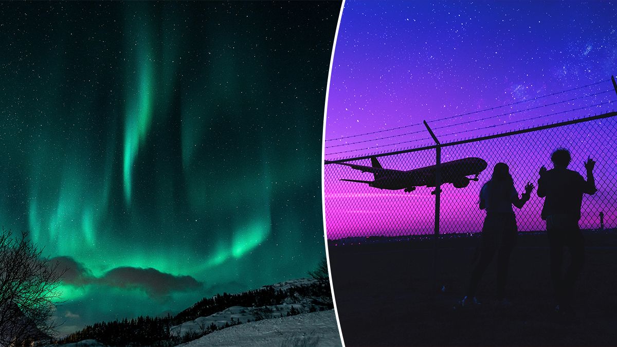 Полярне сяйво з літака над Канадою під час сильної геомагнітної бурі