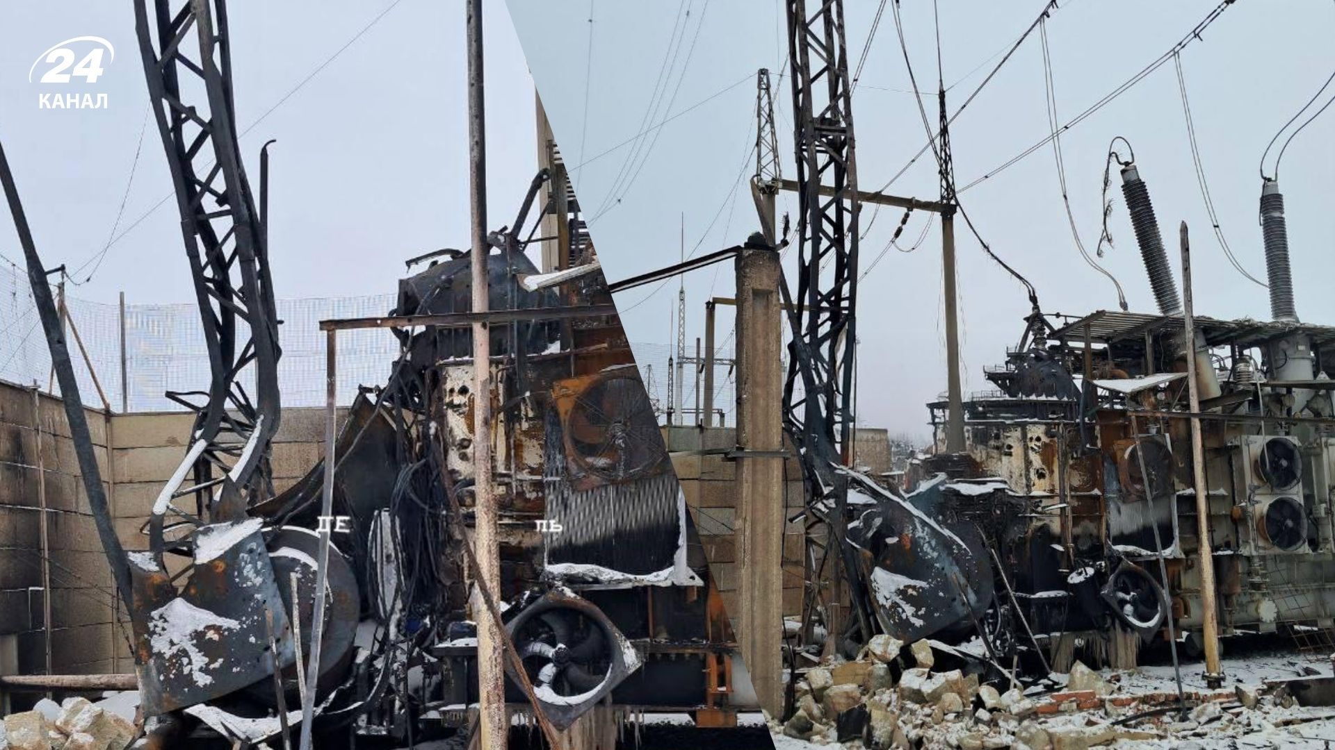 Последствия удара по подстанции в Мариуполе Последствия удара по подстанции в Мариуполе