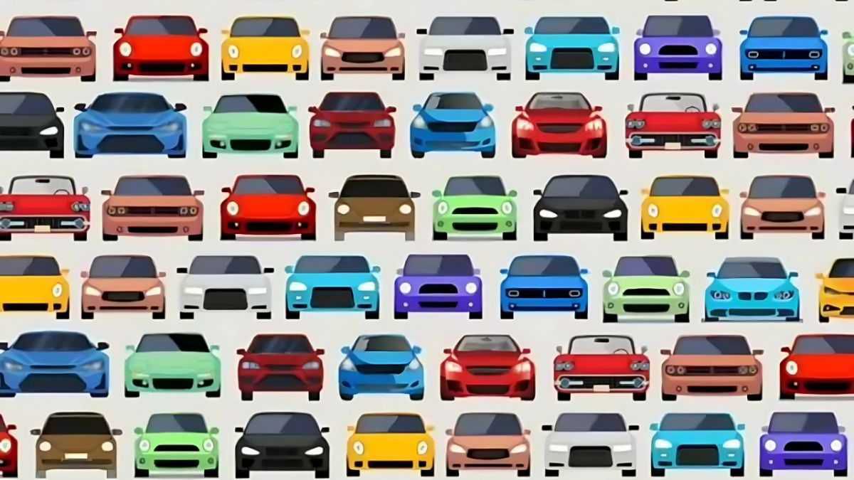 Среди всех автомобилей, есть один с включенными фарами Среди всех автомобилей, есть один с включенными фарами