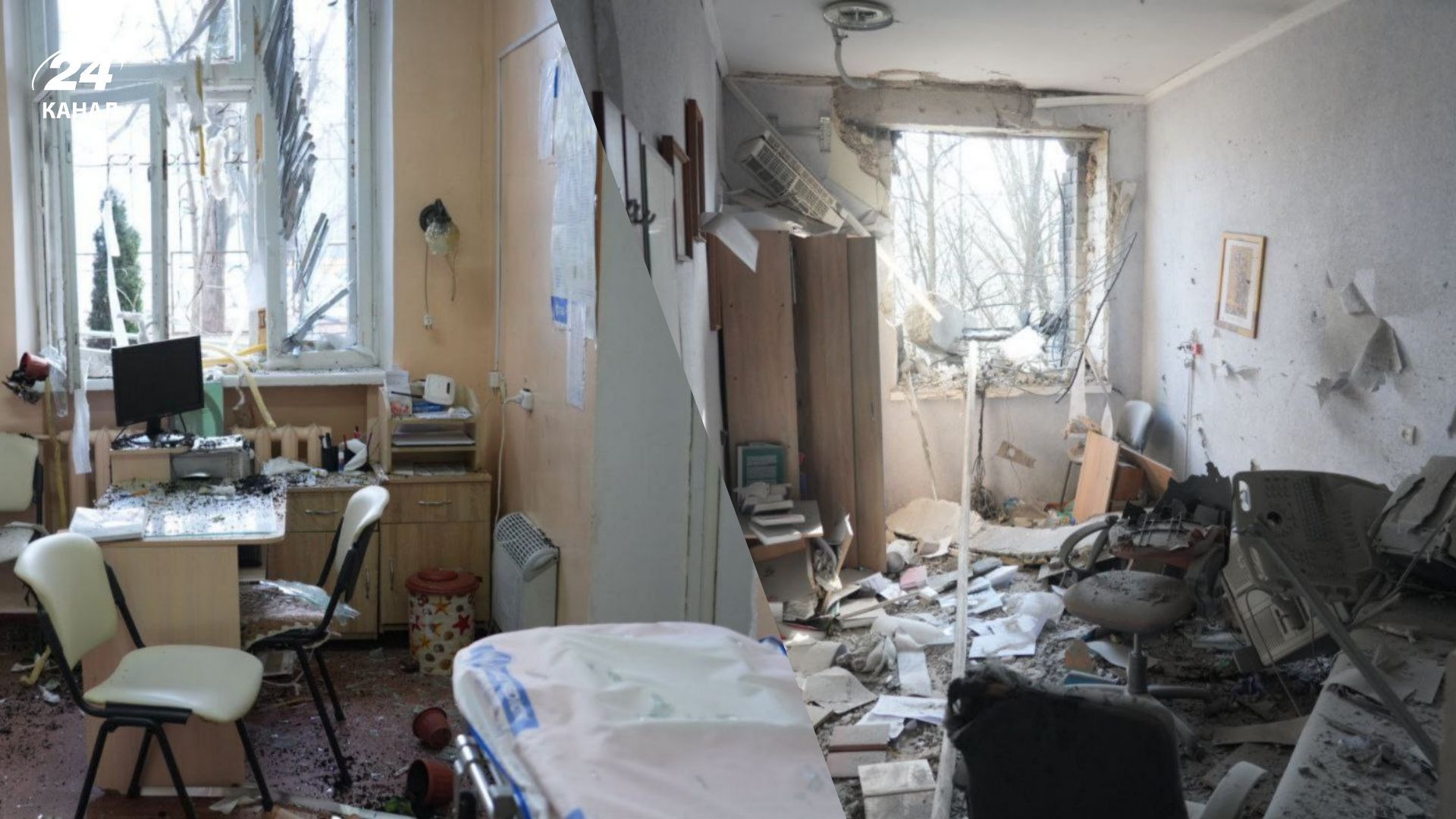 Наслідки обстрілу лікарні у Запоріжжі Наслідки обстрілу лікарні у Запоріжжі