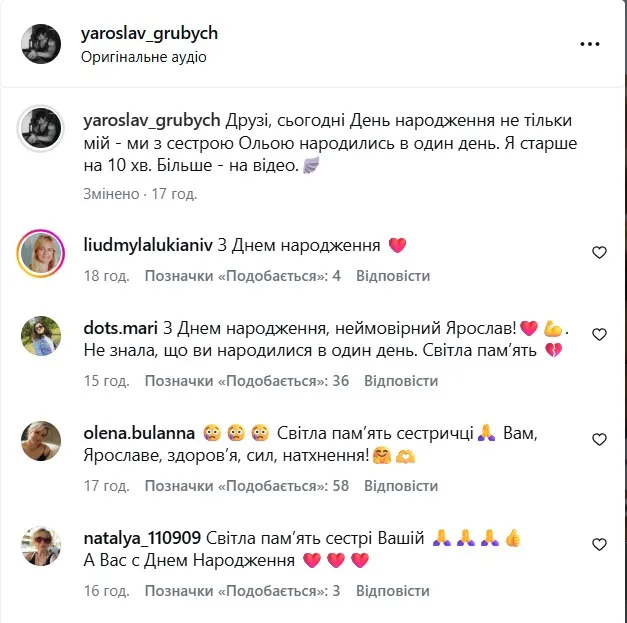 Коментарі під дописом Грубича Коментарі під дописом Грубича