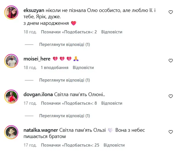 Коментарі під дописом Грубича Коментарі під дописом Грубича