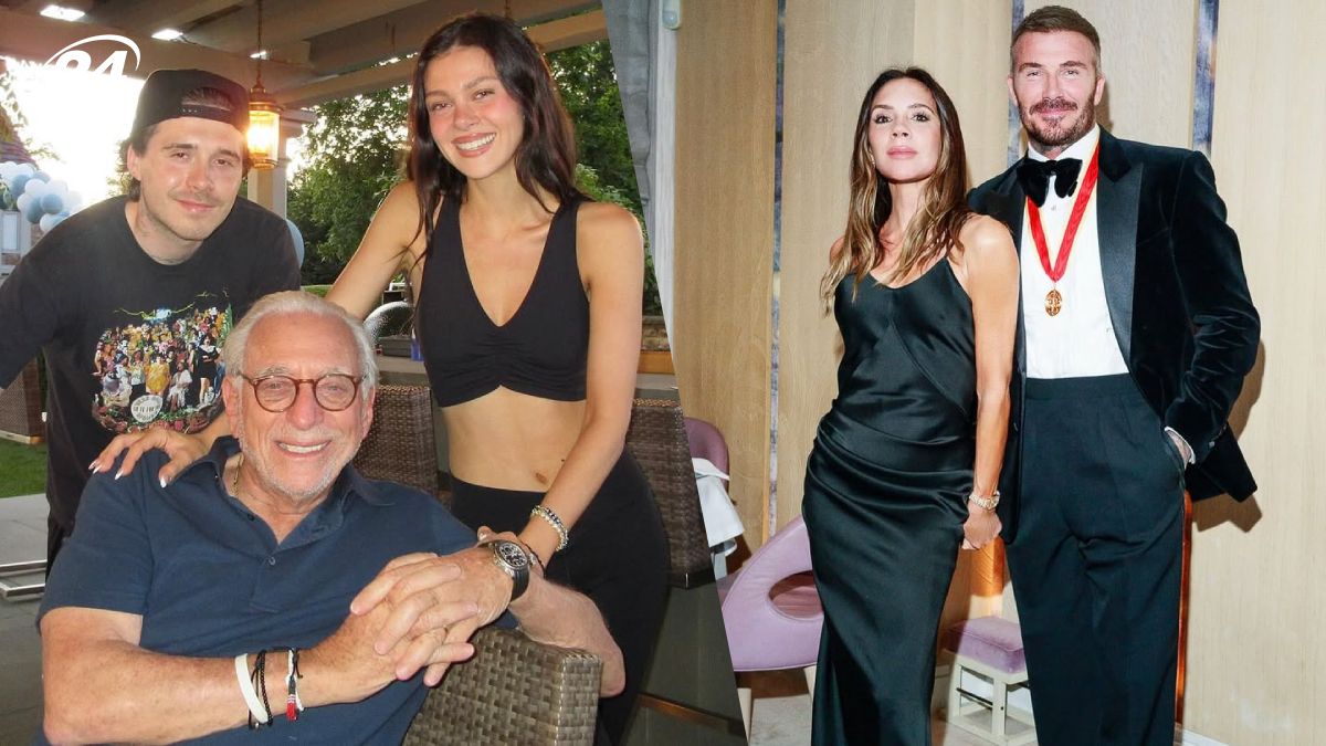 Нікола Пельтц з чоловіком і батьком, Вікторія та Девід Бекхеми