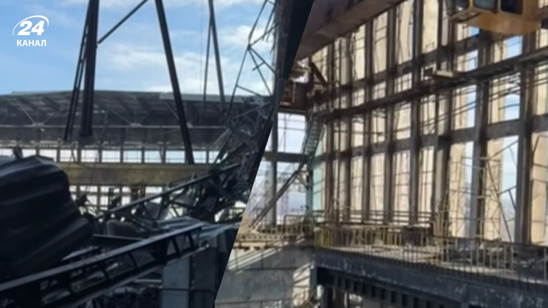 Одна из ТЭС после российских обстрелов