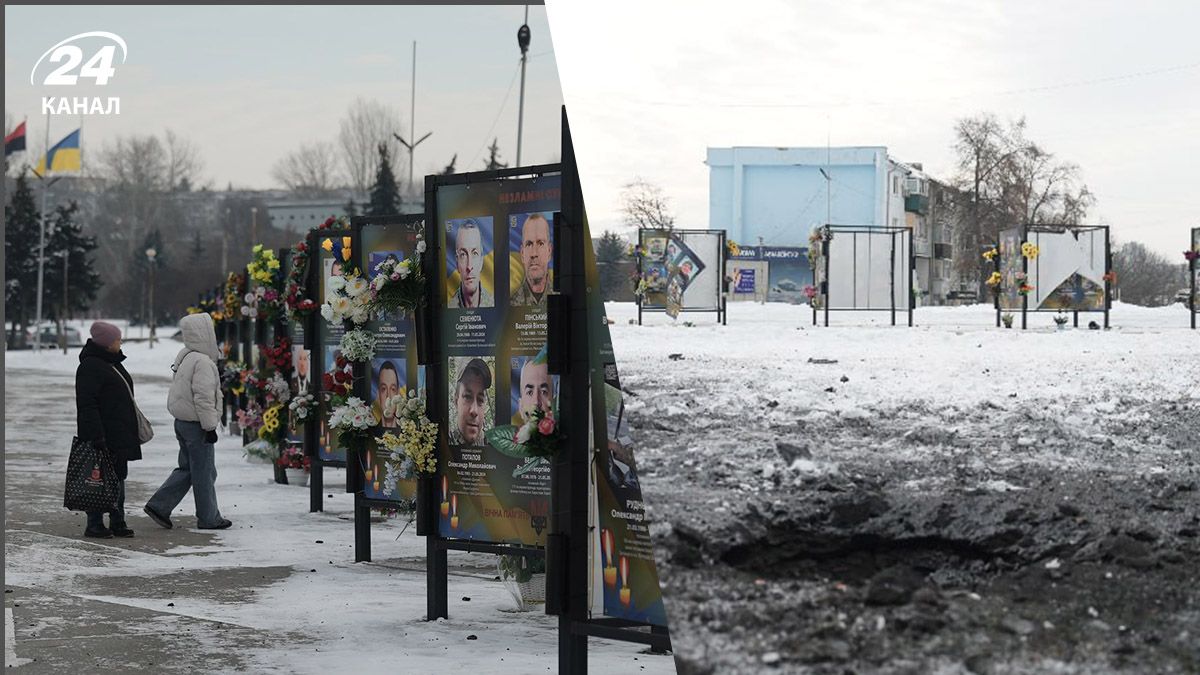 Аллея погибших защитников в Сумах после обстрела