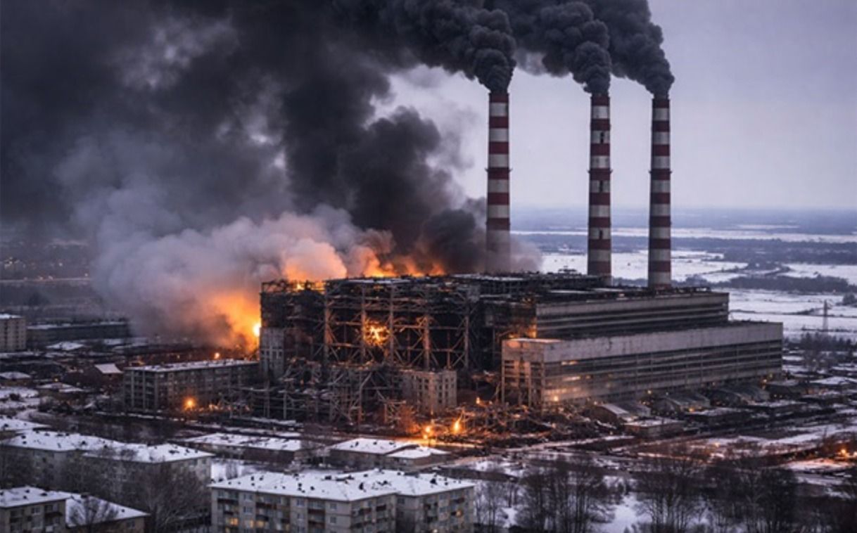 Бурштынская ТЭС после российской атаки