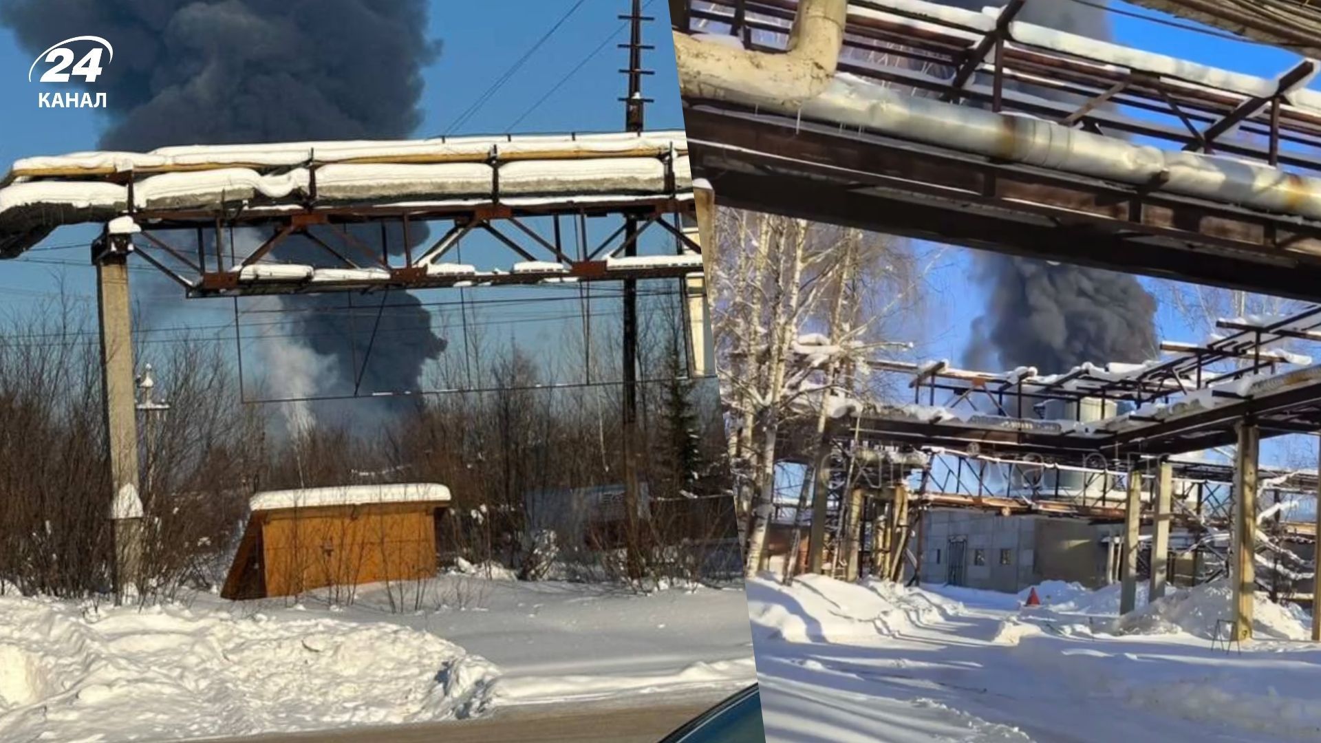 В российской Ухте пылает НПЗ Лукойла