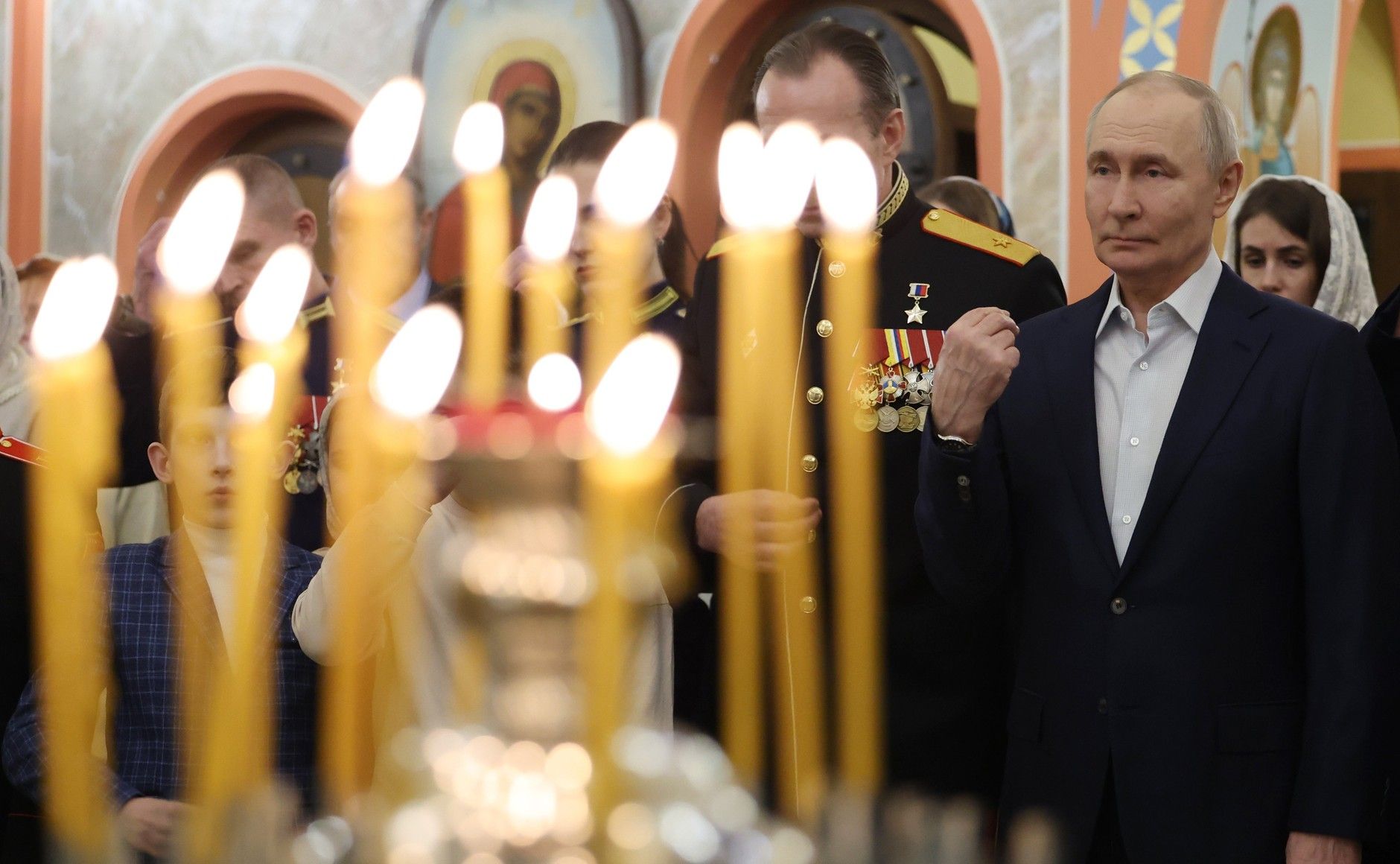 Российский диктатор Путин во время Рождественского богослужения, 2026 год