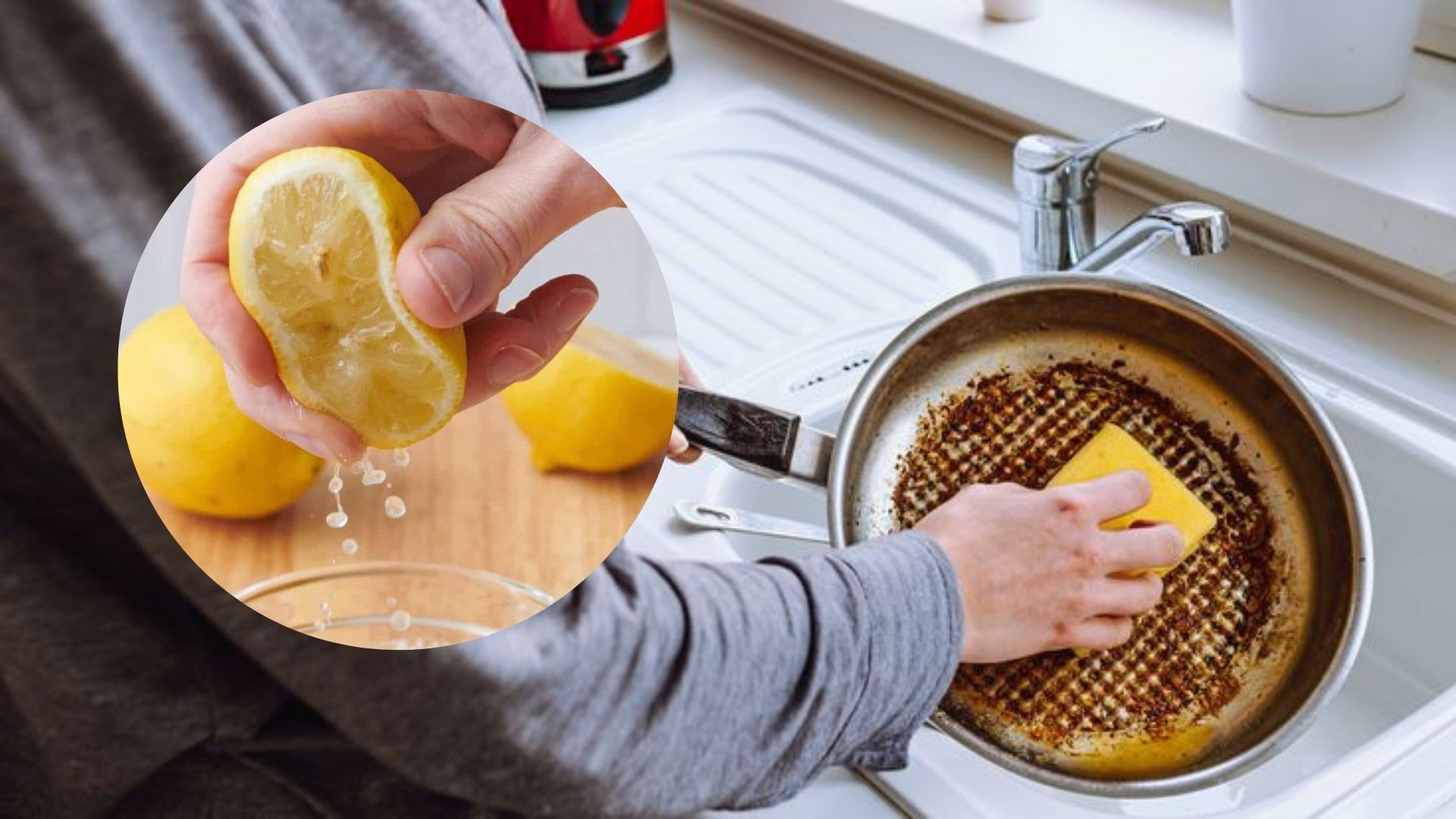 Обновить вид старой сковородки поможет обыкновенный лимон