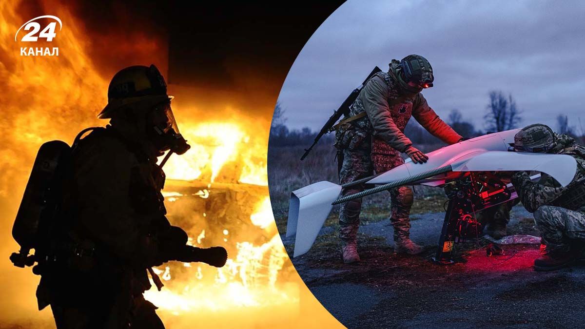 Пожежа, українські оператори запускають дрон