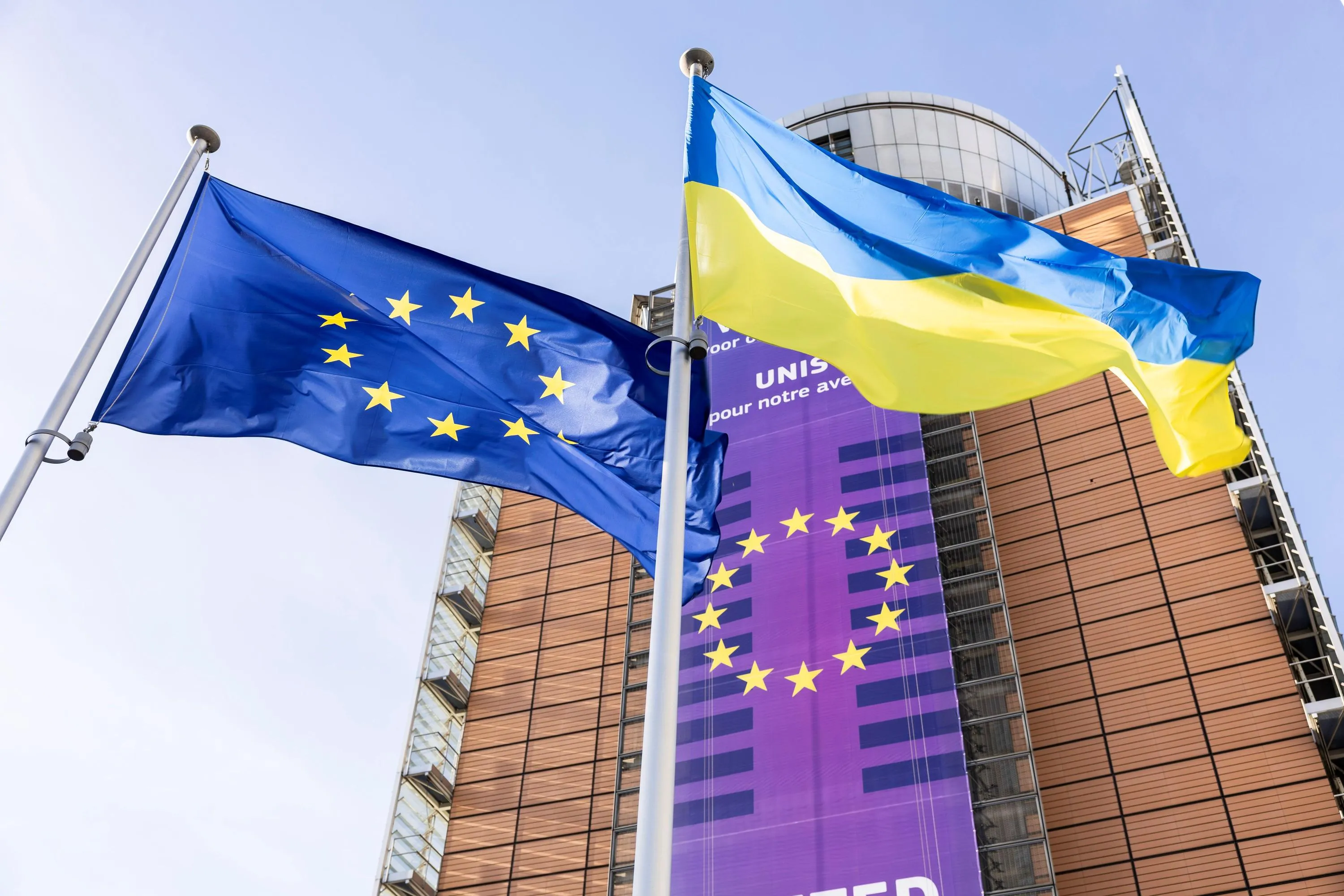 Флаги Украины и ЕС Флаги Украины и ЕС