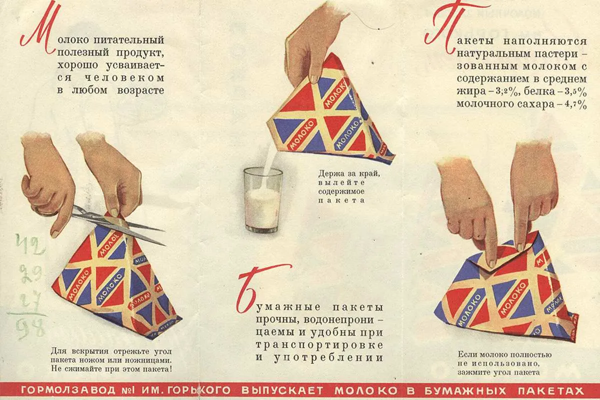 Молоко в пирамидках треугольниках СССР Швецы Tetra Pak