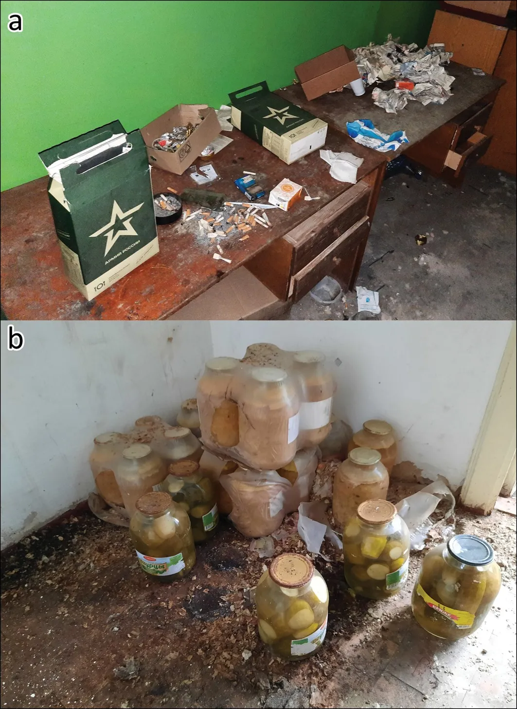 Речі, залишені російськими окупантами в школі, де вони утримували полонених