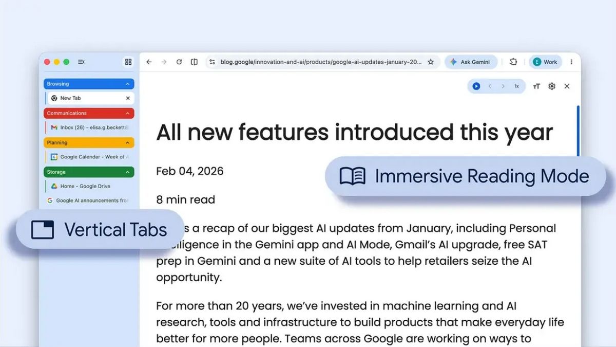 Google Chrome добавил вертикальные вкладки и обновленный режим чтения