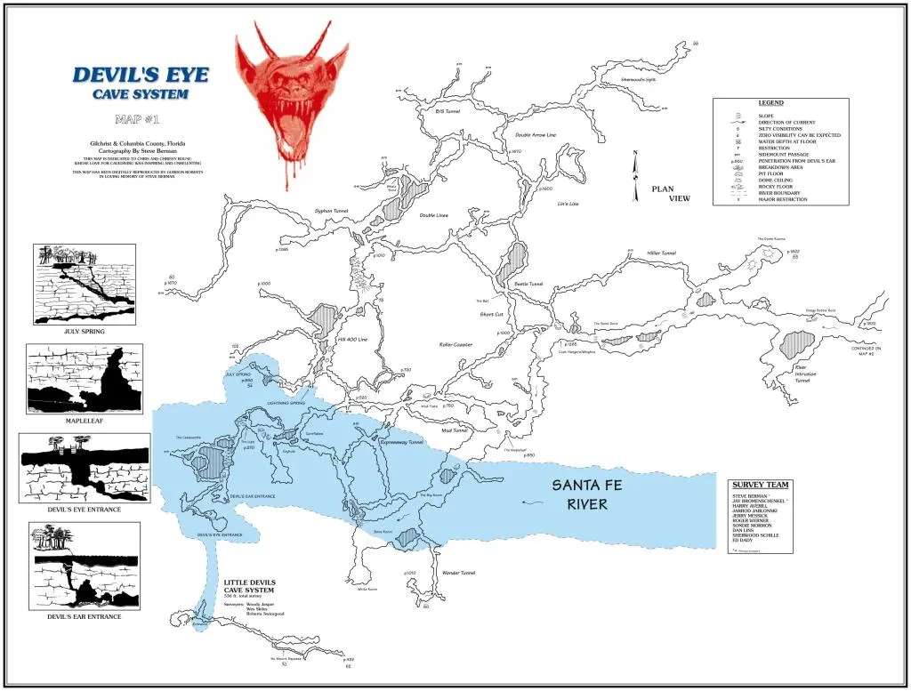 Карта Devil's Cave System / фото Cavedivingaccident