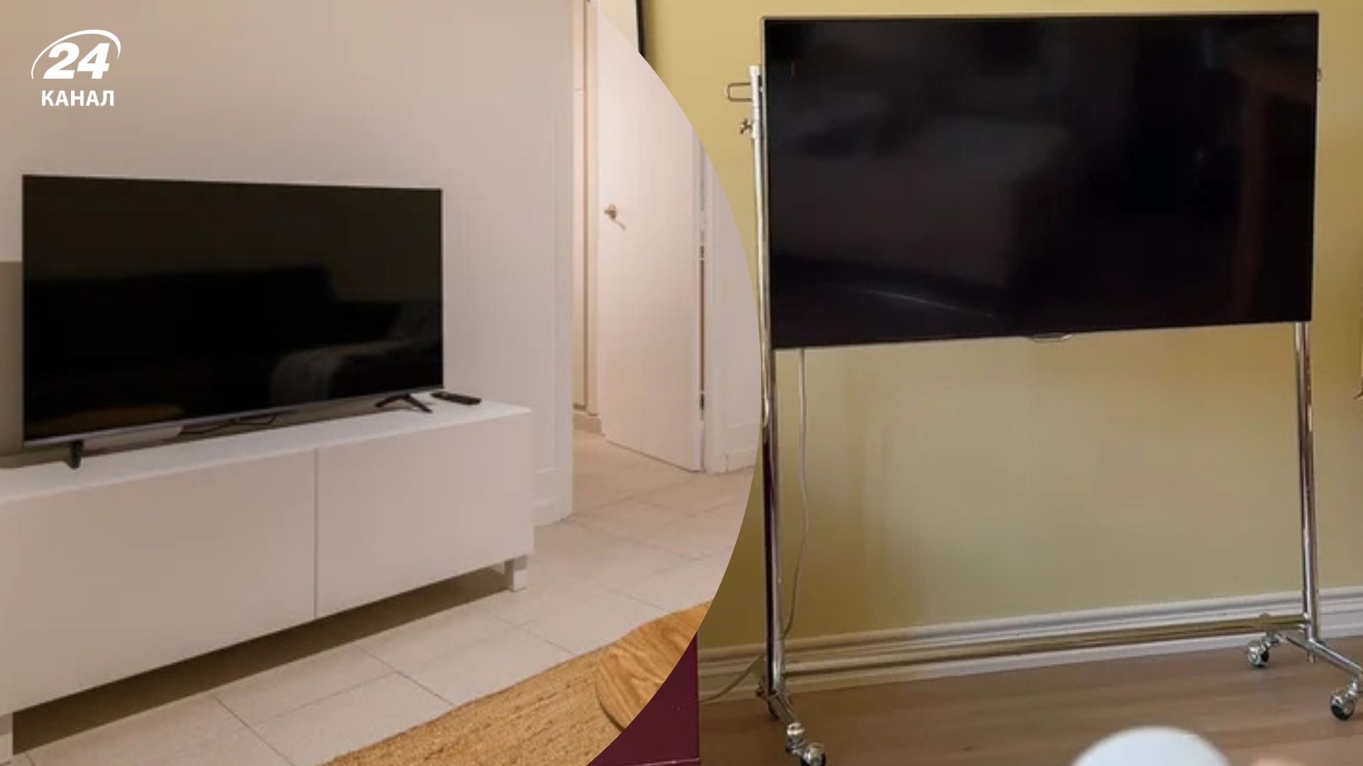 Для экономии пространства телевизор можно разместить на вешалке из-под одежды Для экономии пространства телевизор можно разместить на вешалке из-под одежды