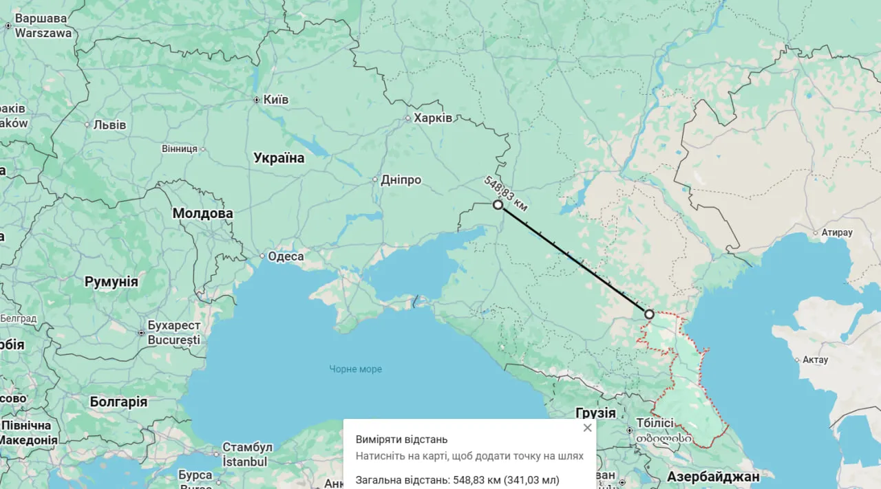 відстань від України до Дагестану скільки кілометрів