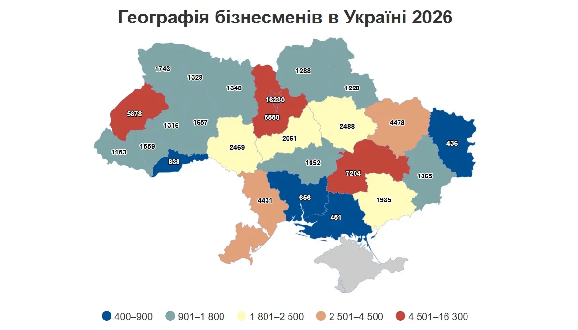 Большой бизнес Украины, где зарегистрировано больше всего предпринимателей - рейтинг бизнесменов 2026 Большой бизнес Украины, где зарегистрировано больше всего предпринимателей - рейтинг бизнесменов 2026