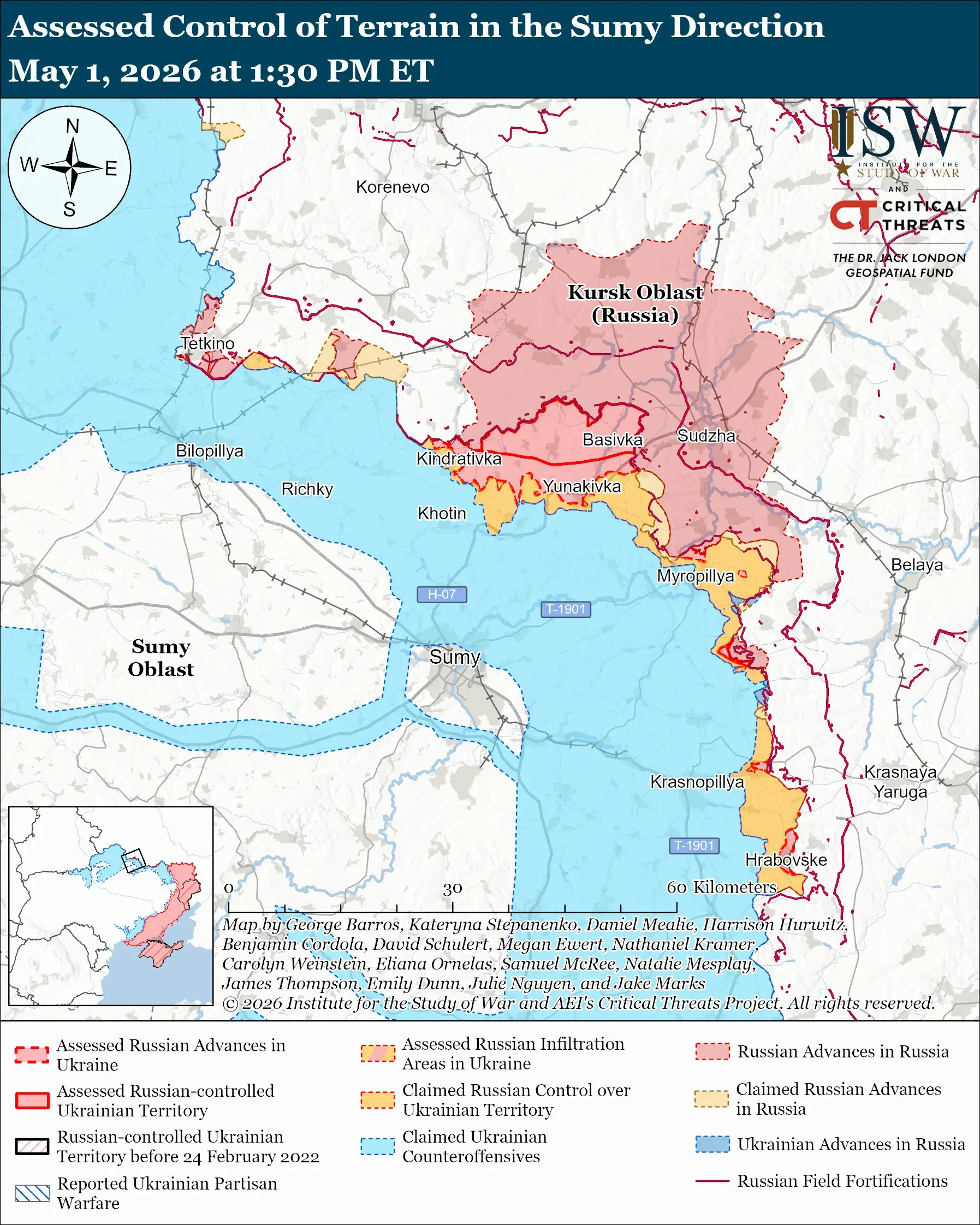 Ситуація на Сумському напрямку / Карта ISW Ситуація на Сумському напрямку / Карта ISW