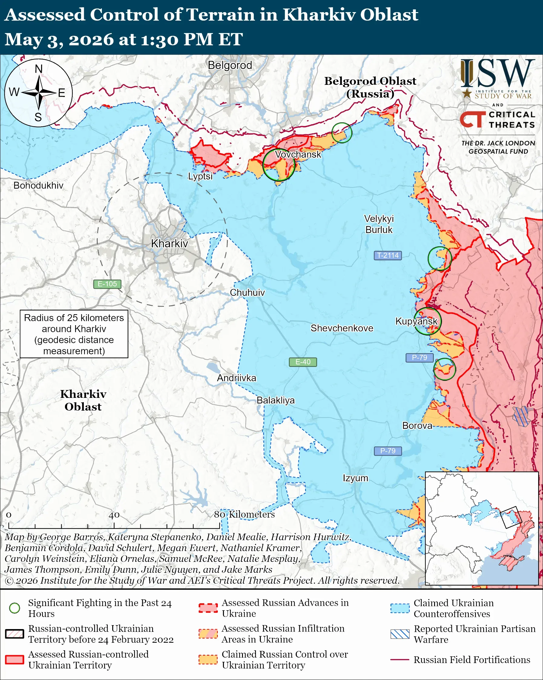 Где россияне пытаются продвинуться на Харьковщине / Карта ISW